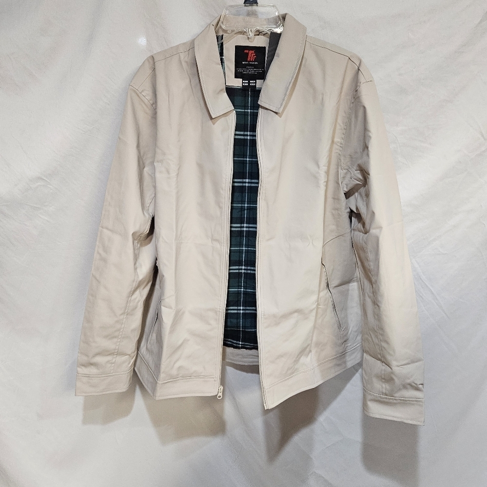 TBY Retro Mens Fashion Rain Jacket Tan Beige Mens Size L NWT
